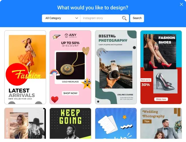 Search for your Instagram story design