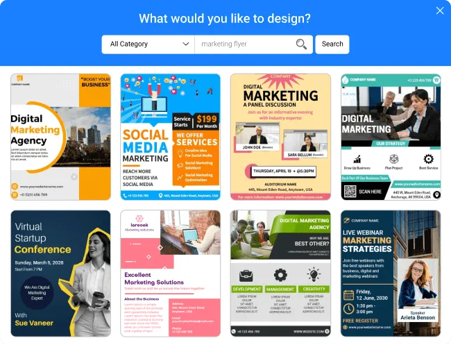 Search for your marketing flyer design