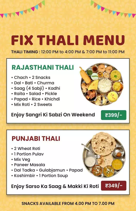 Thali Menu Templates Customize Download Free 
