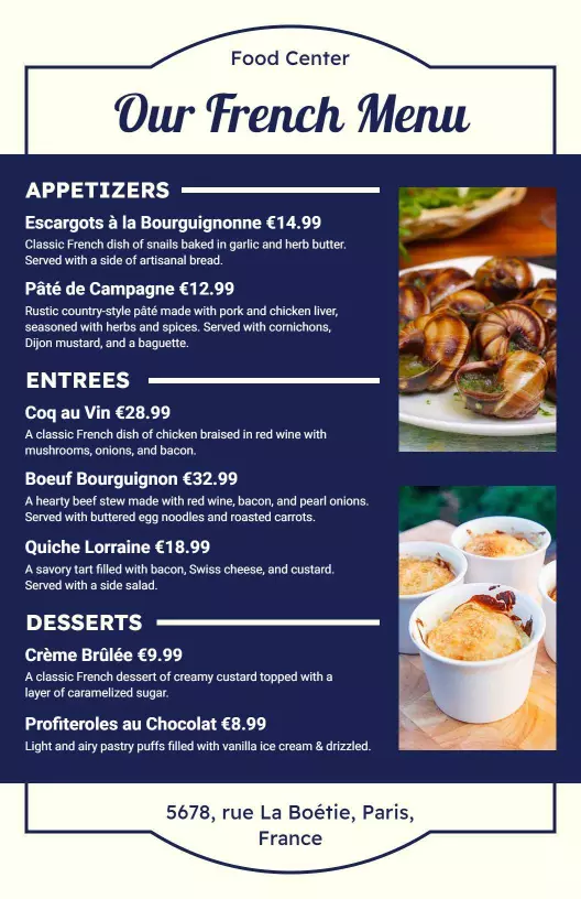 Free French Menu Templates PhotoADKing