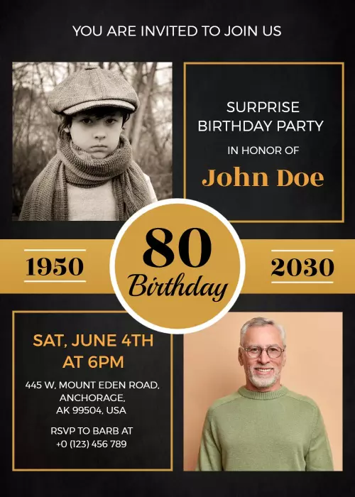 Free 80th Birthday Party Invitations